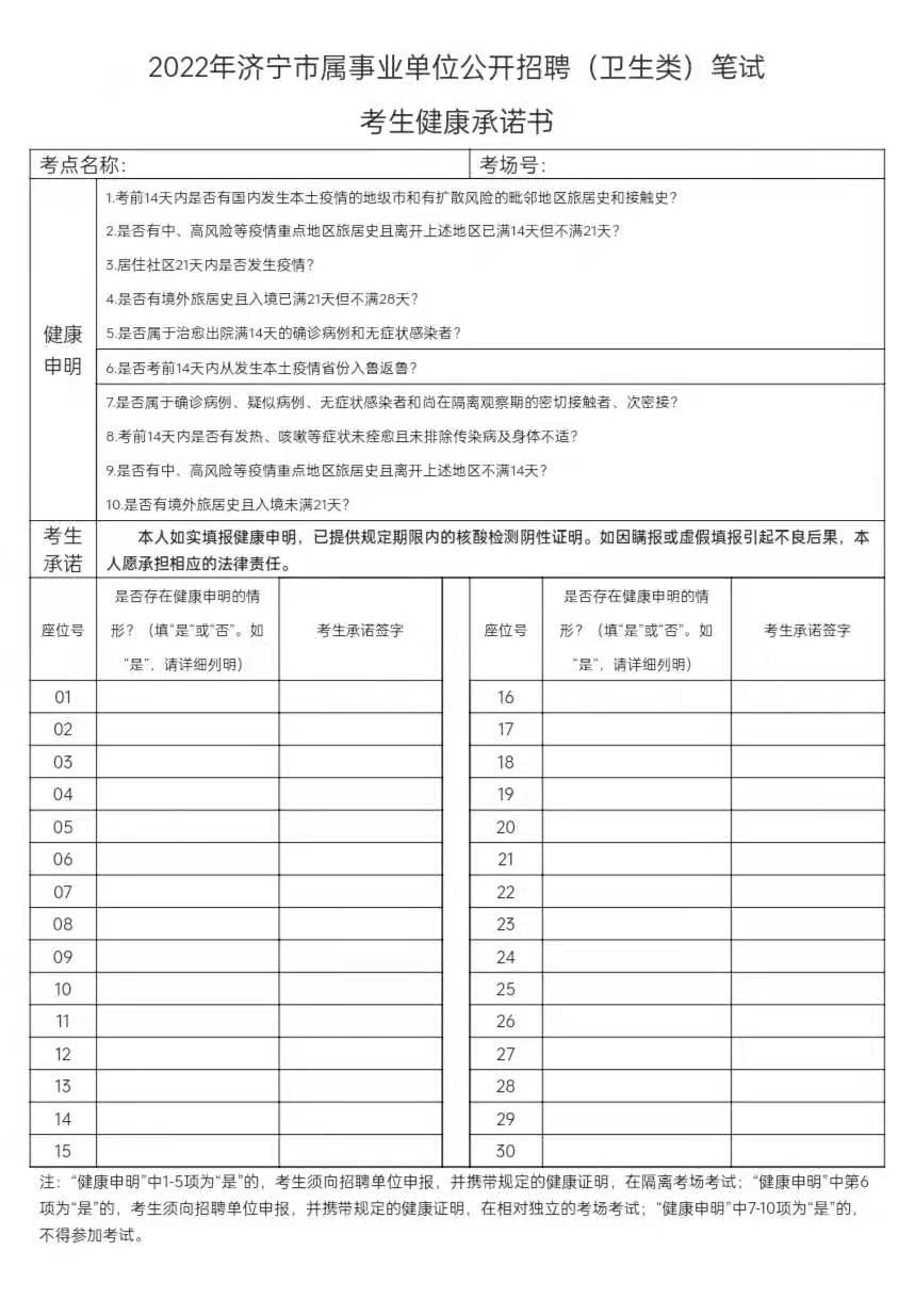 济宁市公共卫生医疗中心、济宁市急救指挥中心2022年公开招聘工作人员（卫生类）笔试、现场资格审查、面试公告